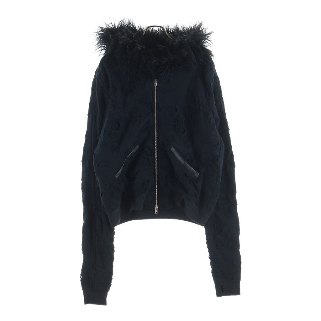 FILTH (フィルス) 25AW DESTROY ZIP UP FL252CS01 BLKデストロイ ダメージ加工 ジップアップ ファージャケット ブラック