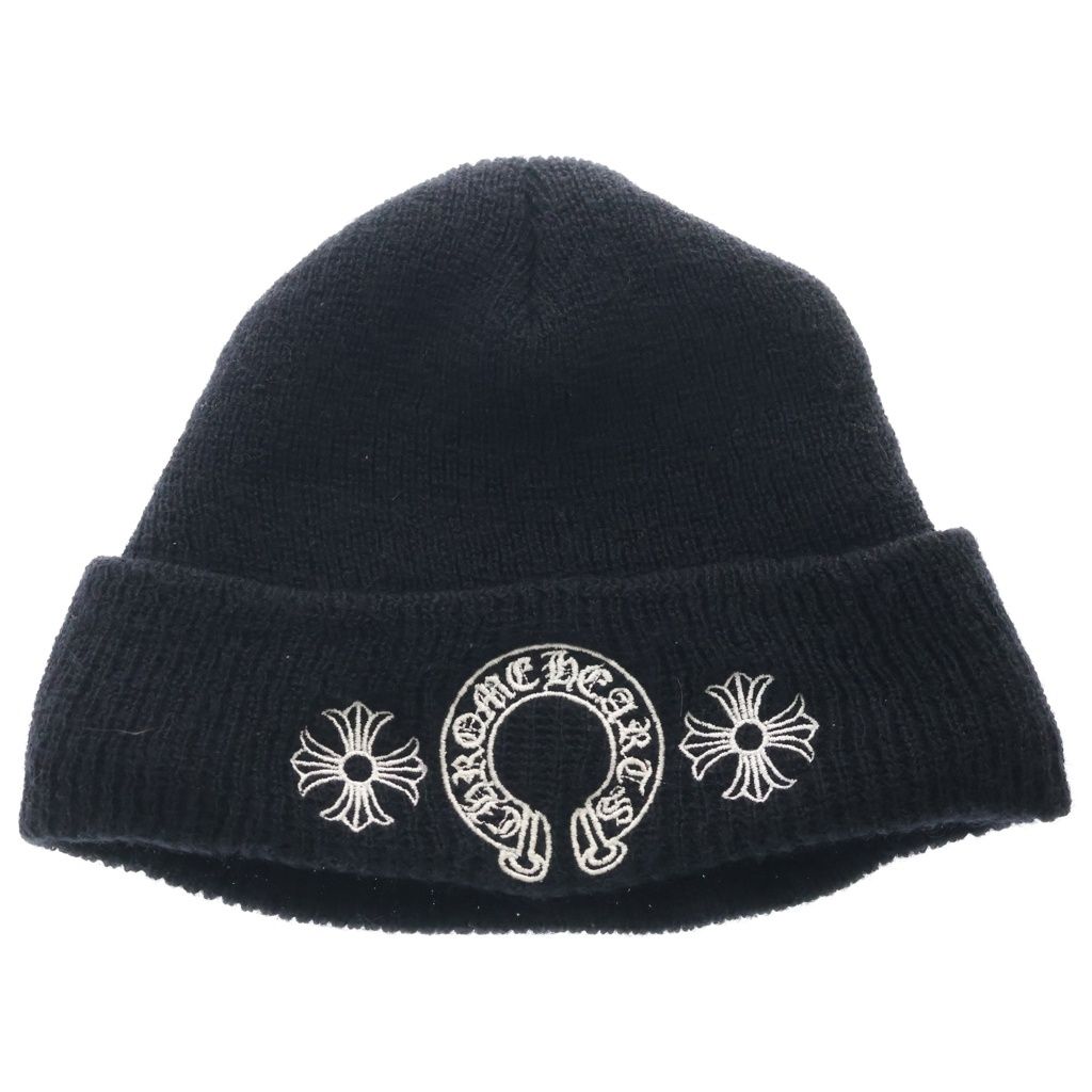 CHROME HEARTS (クロムハーツ) WOOL WATCH CAP CHプラス ホースシューニットキャップ ビーニー帽子 ブラック
