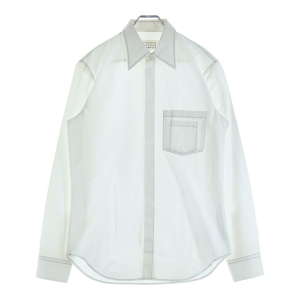 Maison Margiela (メゾンマルジェラ) 18SS Pocket Stitch Shirt ポケット ステッチ 長袖シャツ ホワイト S50DL0334 S43001