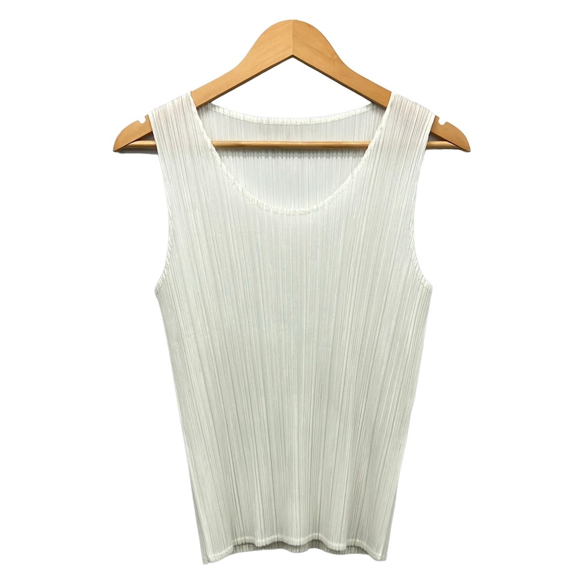 PLEATS PLEASE(プリーツプリーズ) ノースリーブカットソー サイズ3 L レディース美品 - 白 プリーツ