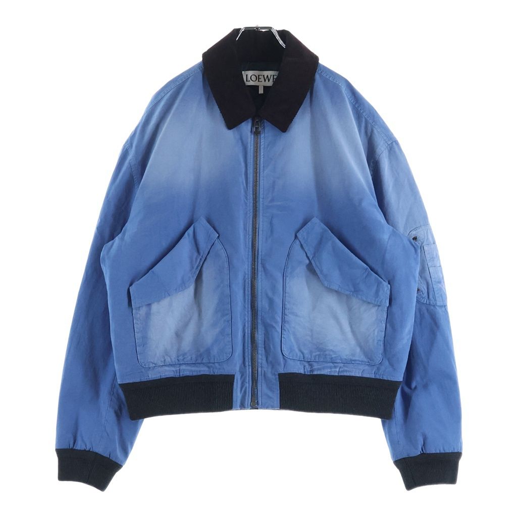 LOEWE (ロエベ) Corduroy Collar Bomber Jacket コーデュロイカラー コットン ボンバージャケット ブルゾン ブルー H526Y02X07
