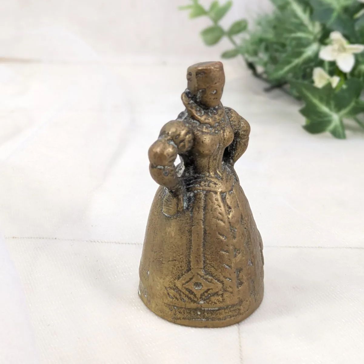 English antique brass handbell doorbell
