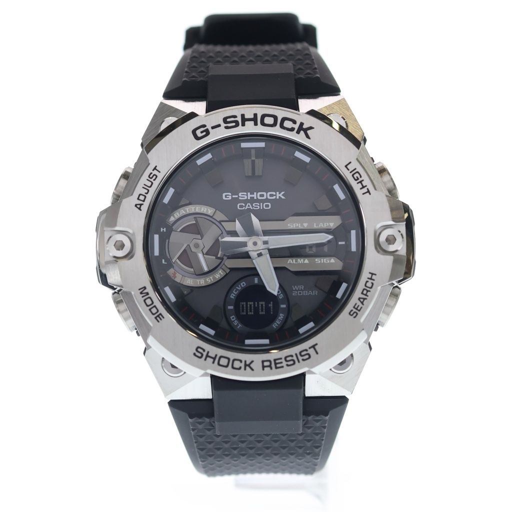CASIO (カシオ) Gショック G-STEEL 黒文字盤 Bluetooth対応 ソーラー ラバー ブラック/シルバー GST-B400-1AJF