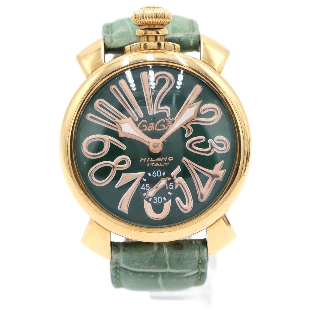GaGa MILANO (ガガミラノ) MANUALE 48MM マヌアーレ 手巻き機械式 レザーベルト アナログウォッチ 腕時計 グリーン gaga-5011-04s