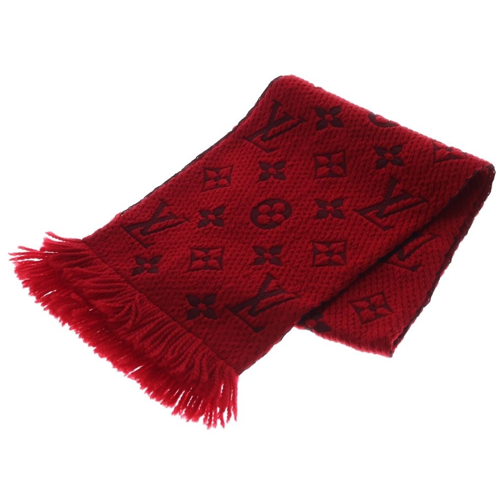LOUIS VUITTON (ルイヴィトン) エシャルプ ロゴマニア LVロゴ マフラー シルク ウール M72432 レッド