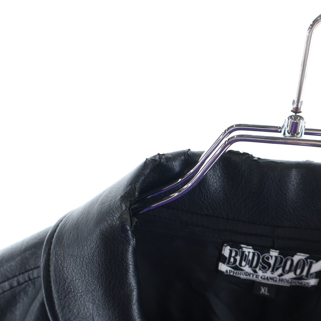 BUDSPOOL (バッズプール) FAUX LEATHER CAR COAT ロゴエンブロイダリー 