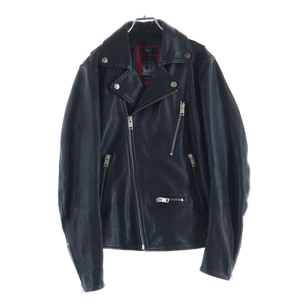 DIESEL (ディーゼル) ラムレザーダブルライダースジャケット ブラック TR008568
