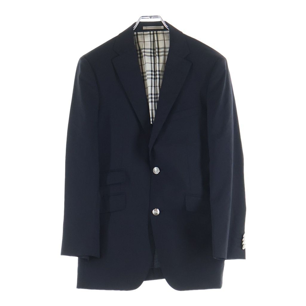 BURBERRY BLACK LABEL (バーバリー ブラックレーベル) ノヴァチェック 銀ボタン ウール テーラードジャケット #S ブラック
