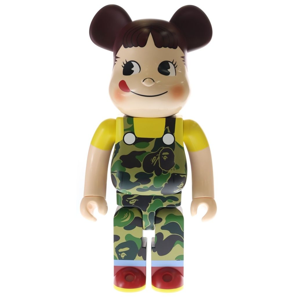 BE@RBRICK (ベアブリック) ×BAPE ×FUJIYA ABC CAMO PEKO GREEN べイプ 不二家 ペコちゃん カモ柄 ベアブリック 1000% フィギュア グリーン/カーキ 箱