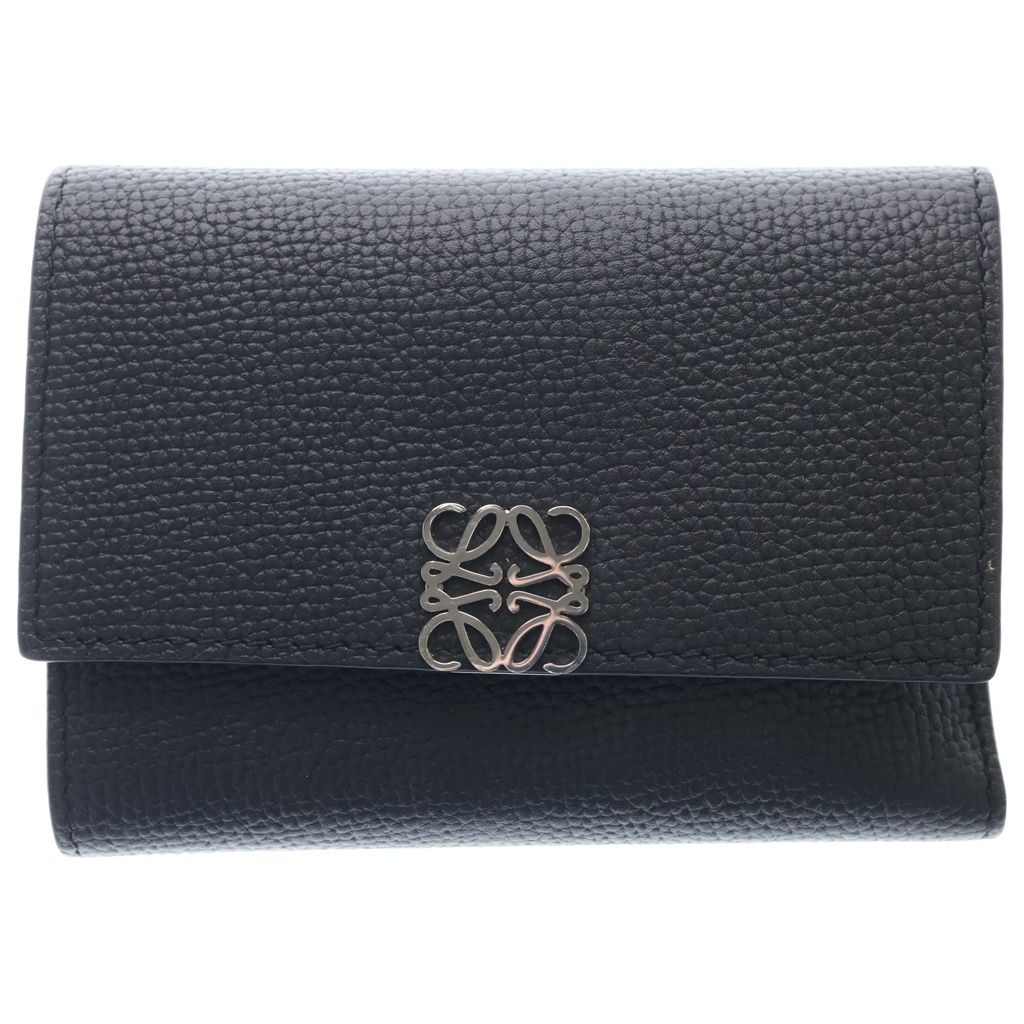 LOEWE (ロエベ) トライフォールド レザー 財布 ウォレット シルバー金具