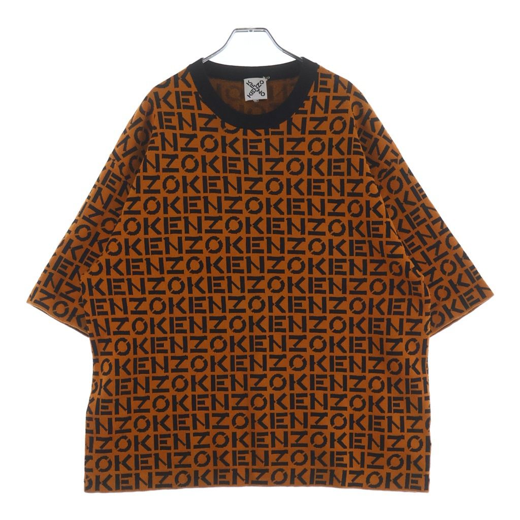 KENZO (ケンゾー) モノグラム オーバーサイズ ニット Tシャツ 半袖カットソー オレンジ FB65PU6383SC