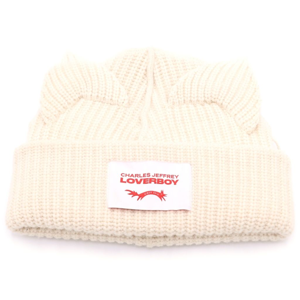 CHARLES JEFFREY LOVERBOY (チャールズジェフリーラバーボーイ) LOVERBOY CHUNKY EARS BEANIE チャンキー イアーズ ビーニー ニット帽 アイボリー