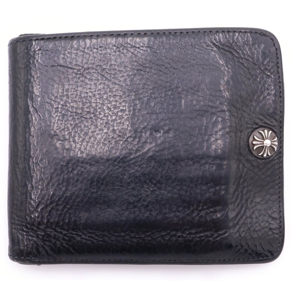 CHROME HEARTS (クロムハーツ) 1SNAP 1スナップ クロス ボールボタン レザーウォレット 財布 ブラック