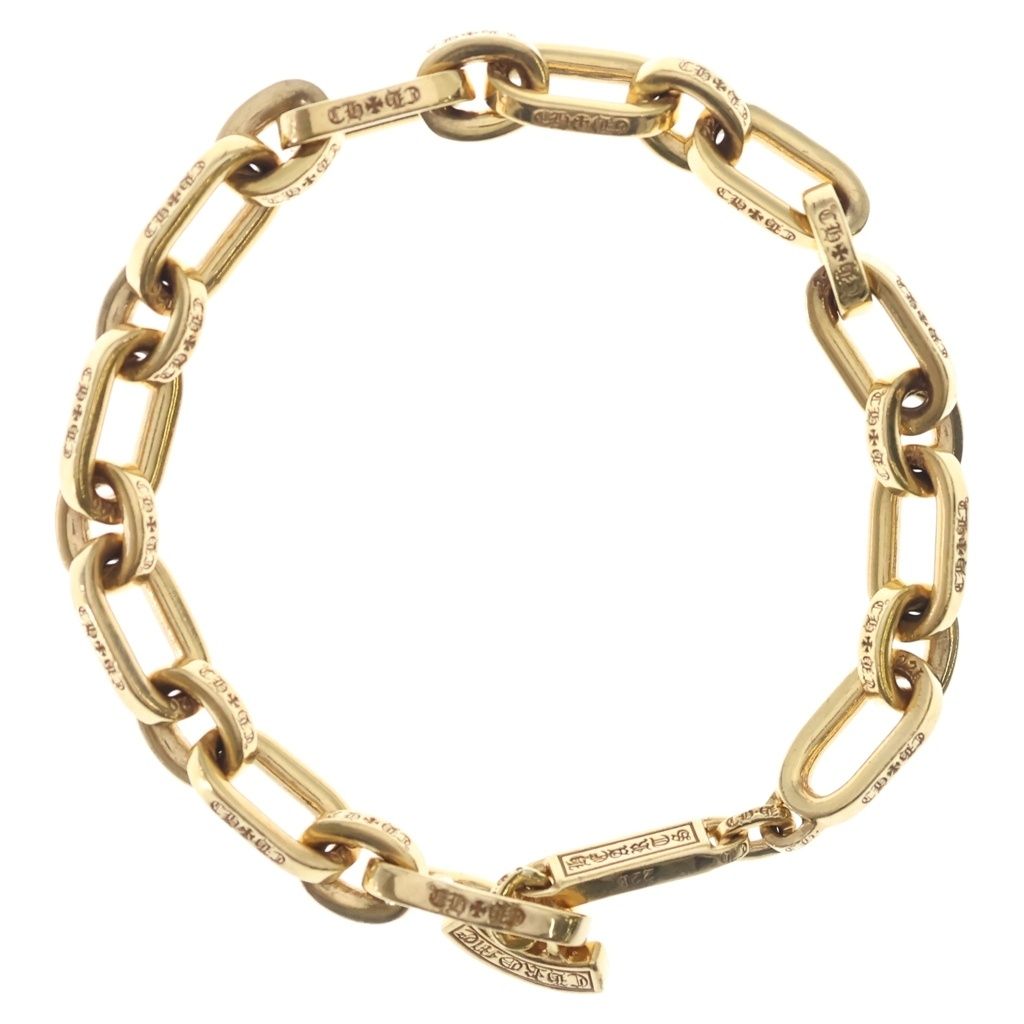 CHROME HEARTS (クロムハーツ) 22K PAPER E CHAIN ペーパーEチェーン ゴールドブレスレット