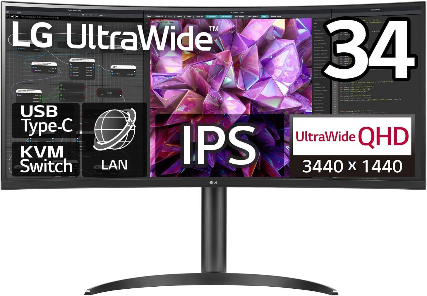LG 34WQ75C-B 34インチ 曲面ウルトラワイドモニター 開封確認のみ ほぼ新品