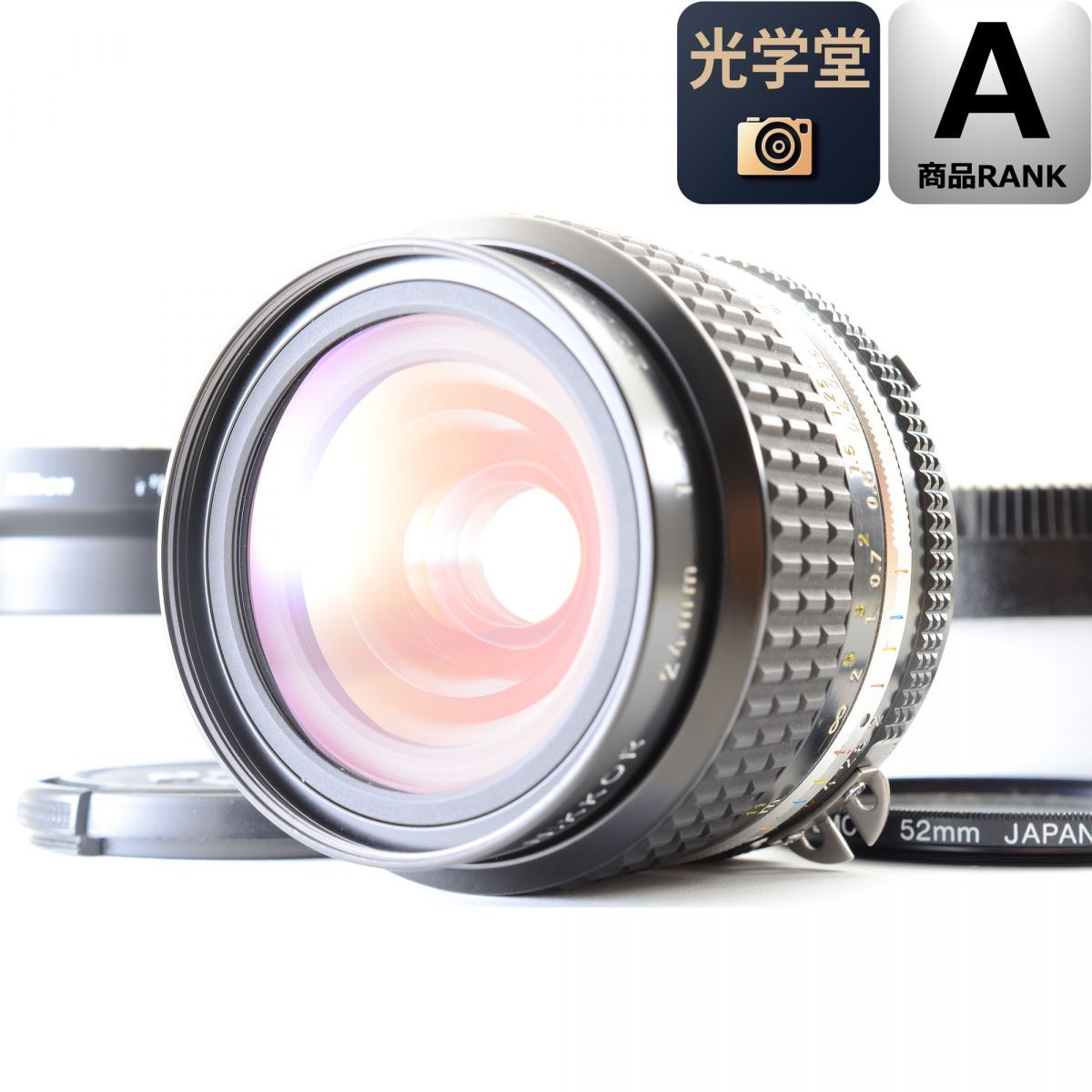 Nikon Ai-s NIKKOR 24mm f/2 単焦点 広角 カメラレンズ フード付 ニコン