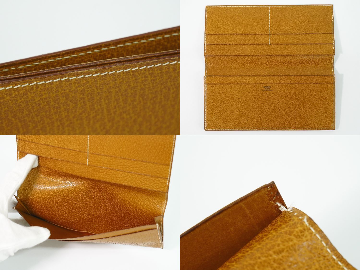 本物 エルメス HERMES レザー 札入れ 長財布 ロングウォレット ○X刻