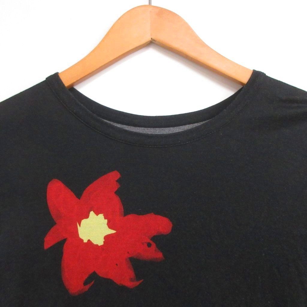 ヨウジヤマモト　ノアール　袖口　ベルベット　レーヨン　カットソー　yohji ヨウジヤマモトノアール YOHJI YAMAMOTO NOIR Tシャツ ダリアプリント