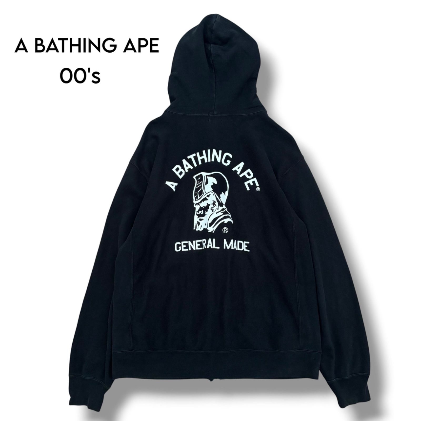 【 A BATHING APE 】00's ジェネラルメイド バックプリント フルジップ パーカー L
