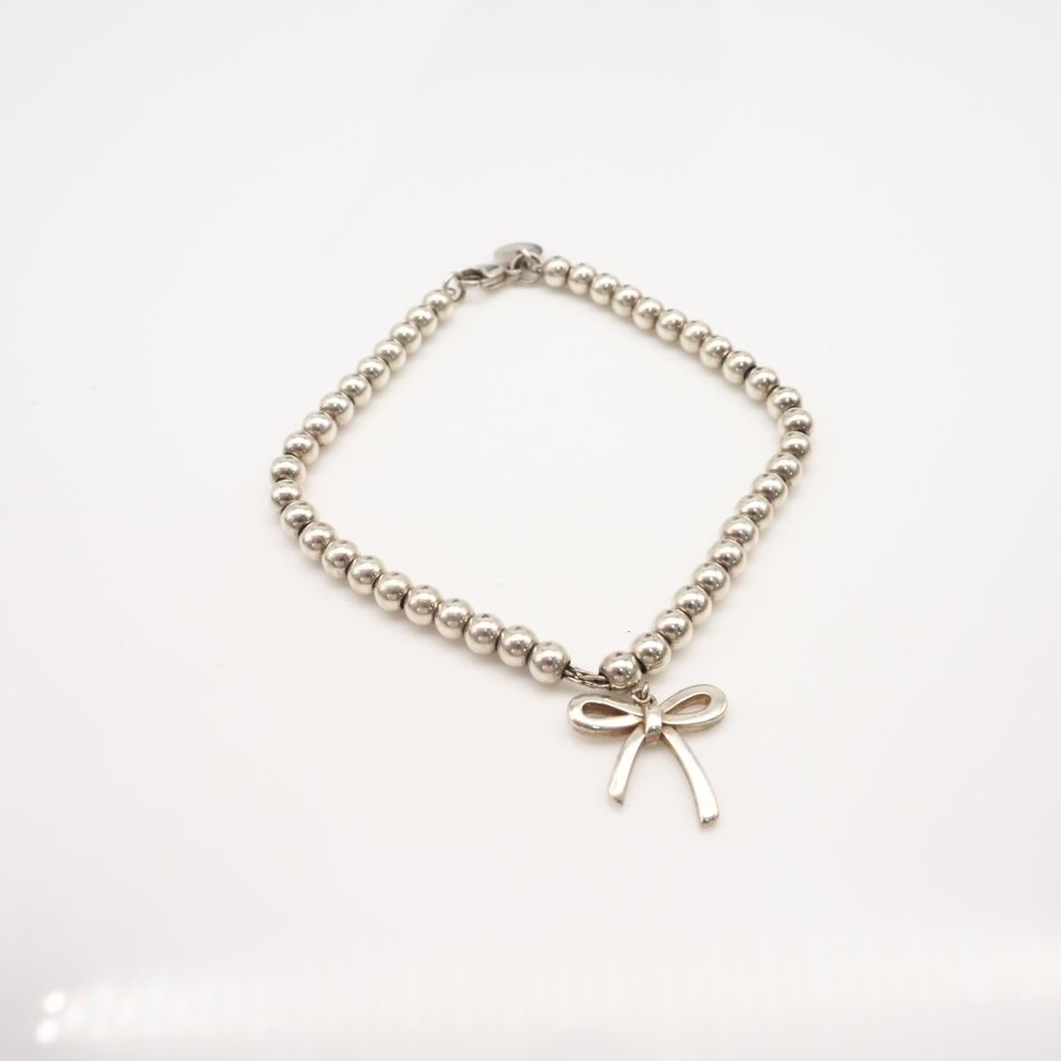 ★3日以内返品可★ 美品 TIFFANY&Co. ティファニー ボールチェーン リボン ブレスレット AG925 - ブレスレット シルバー シルバー レディース