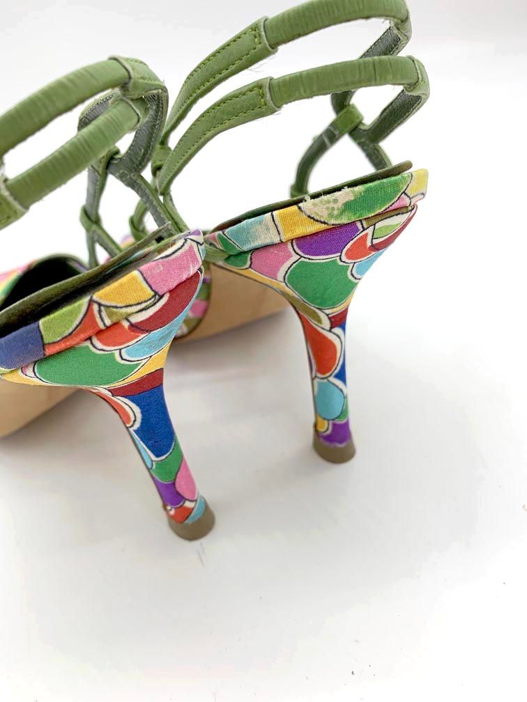 Manolo Blahnik マノロブラニク アンクルストラップ カラフル 総柄