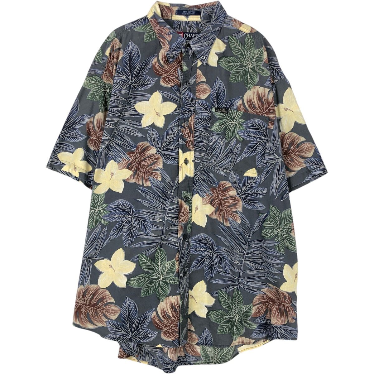 古着 ラルフローレン Ralph Lauren CHAPS チャップス 総柄 ボタニカル柄 ボタンダウン ハワイアンアロハシャツ メンズXL相当/eaa652258