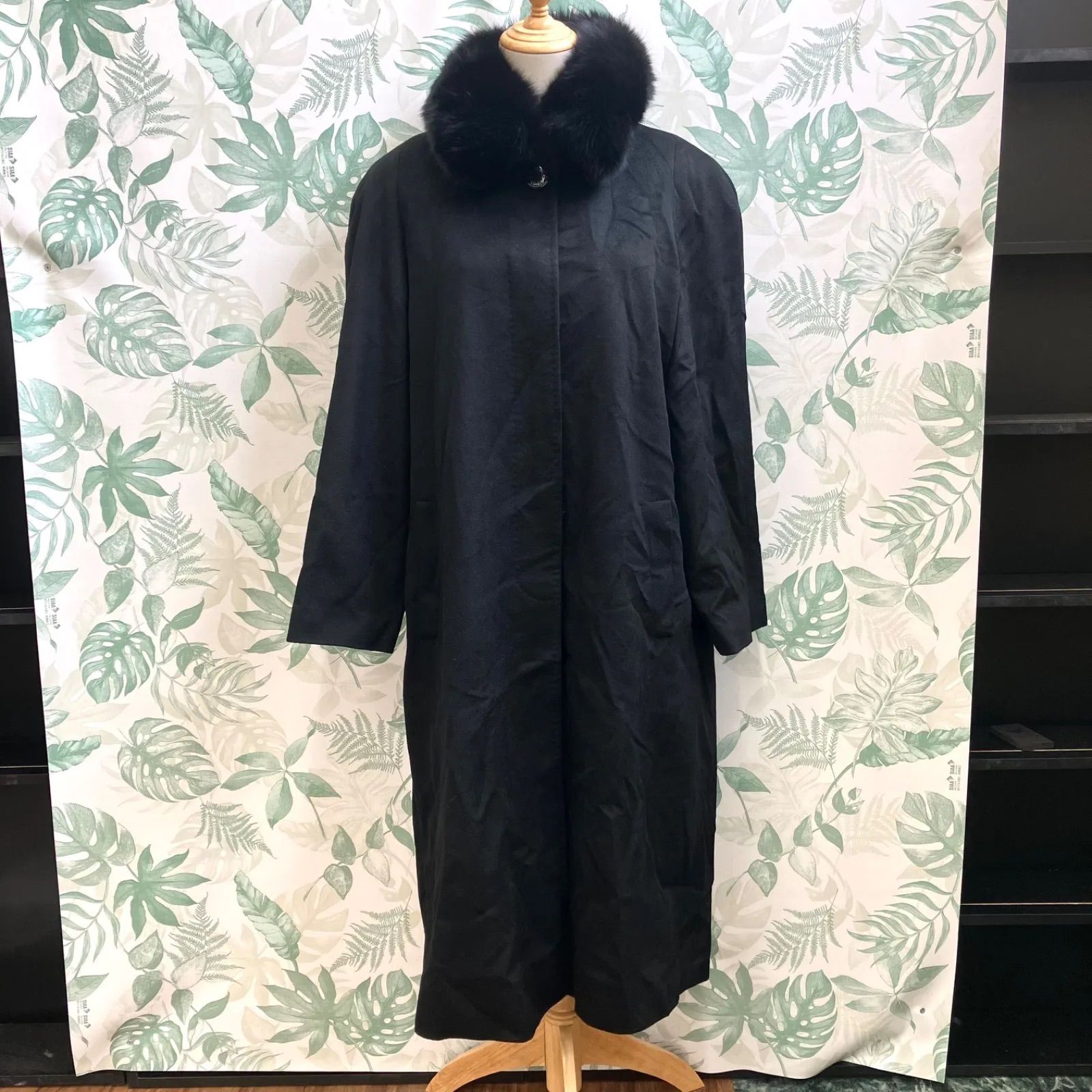 ZZ535 BALMAIN バルマン カシミヤ100% ロングコート ブラック