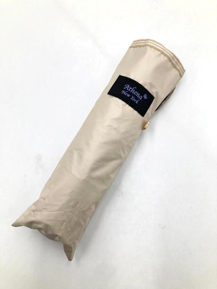 美品 Athena New York アシーナニューヨーク 晴雨兼用 折りたたみ 傘 ベージュ ■■◎レディース