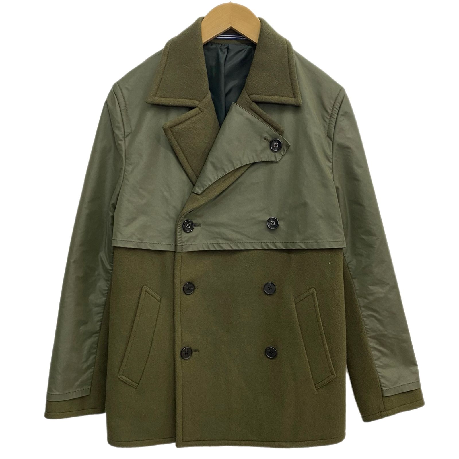 ランバンオンブルー LANVIN en Bleu 切替 ウールPコート LB-6M-61211 コート グリーン 48サイズ 201MT-6201