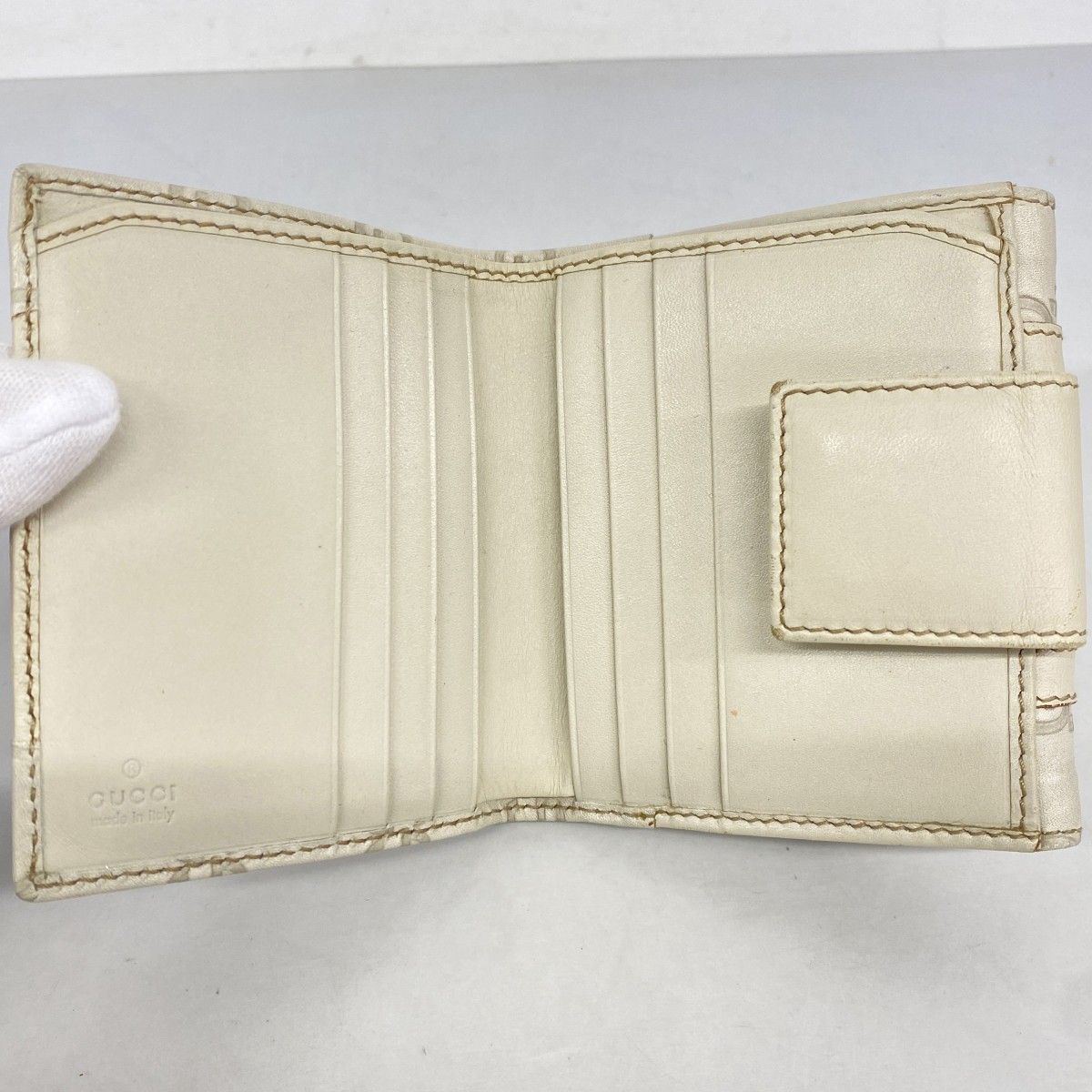 【6fc3626-k】グッチ 財布 グッチシマ 150672 レザー ベージュ ゴールド金具【中古】レディース