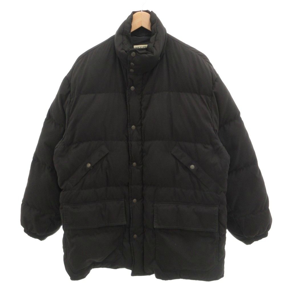 ジョルジオアルマーニ GIORGIO ARMANI ビンテージ ダウンジャケット 46 黒 ブラック ハイネック キルティング フライフロント /SJ ■ECF006