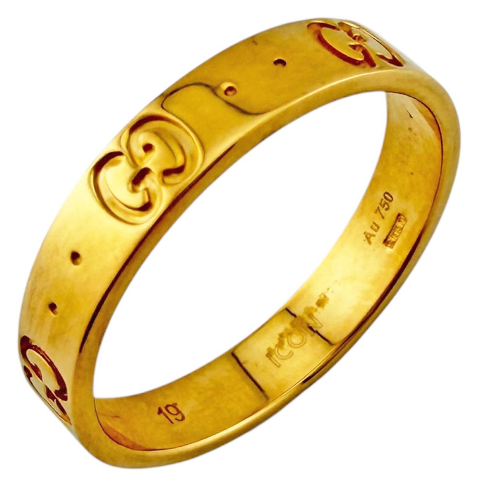 グッチ アイコン リング 指輪 18号 18金 K18イエローゴールド ユニセックス GUCCI 中古 グッチ 110,000円