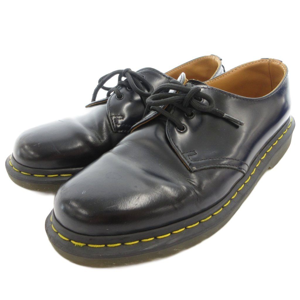 ドクターマーチン DR.MARTENS 3ホールシューズ 革靴 US7 黒 ブラック レースアップ イエローステッチ /TQ ■GY53