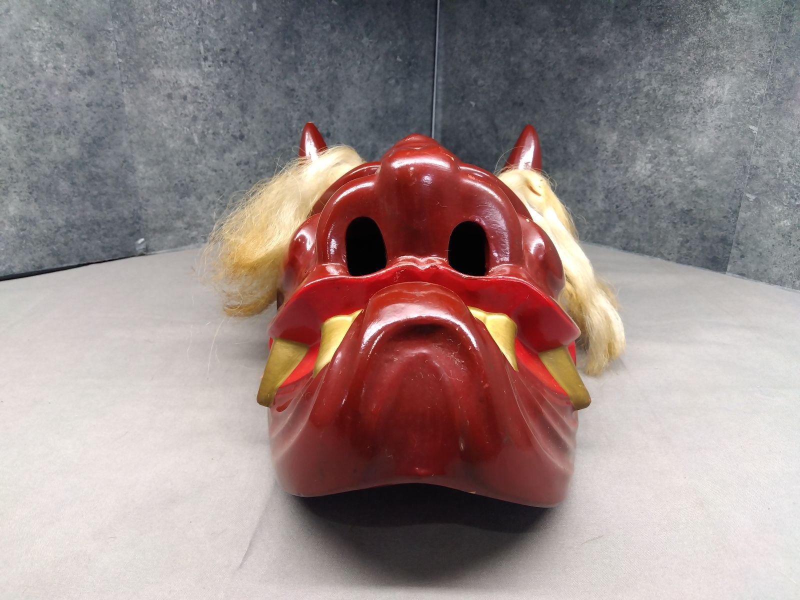 赤鬼面 お面 鬼面 能面 神楽面 民芸品 魔除け 壁掛け 飾り面 レトロ