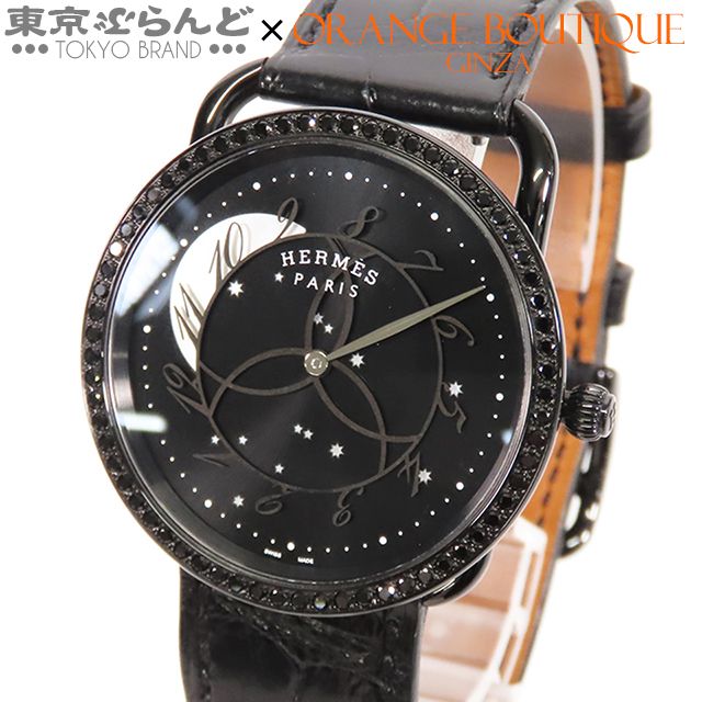 101878140 エルメス HERMES アルソー ロンド デ ズゥール AR5A.530 D刻印 ブラック SS クロコダイルレザー 世界限定300 腕時計 Qz 箱 保付