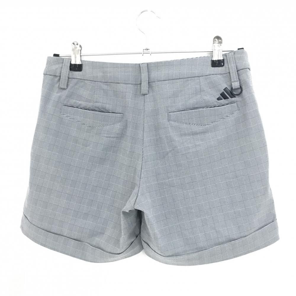 超美品】アディダス ショートパンツ 白×黒 グレンチェック ストレッチ