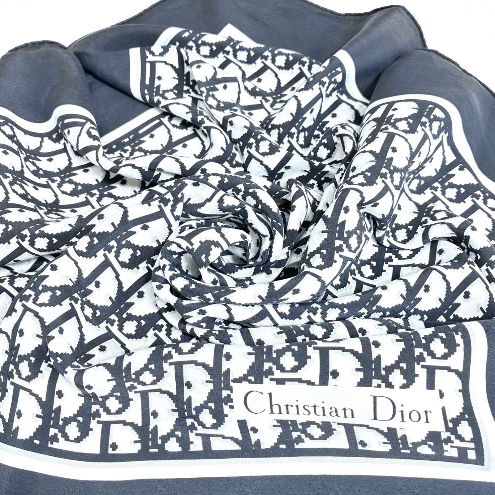 ☆Christian Dior トロッター ヴィンテージ　シルクスカーフ　ブラック タグ付き