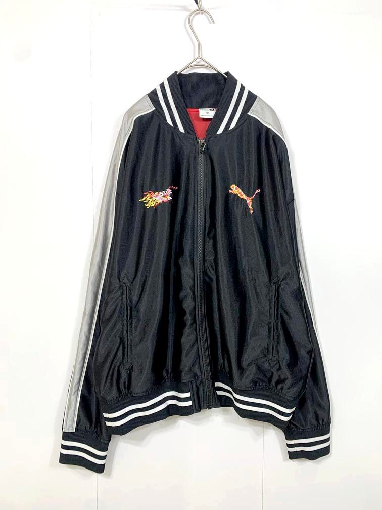 美品 PUMA プーマ ユニセックス SKA JKT 刺繍 龍 T7 スカジャン ジャケット sizeXXL/黒 ■◇◎メンズ