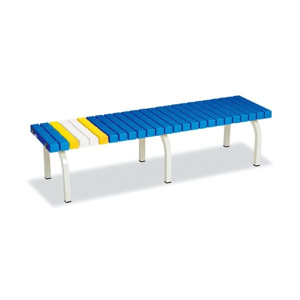 ベンチ 幅1500mm ブルー 屋内・屋外兼用 組立式 グリーン購入法適合品【ブルー・幅1500】