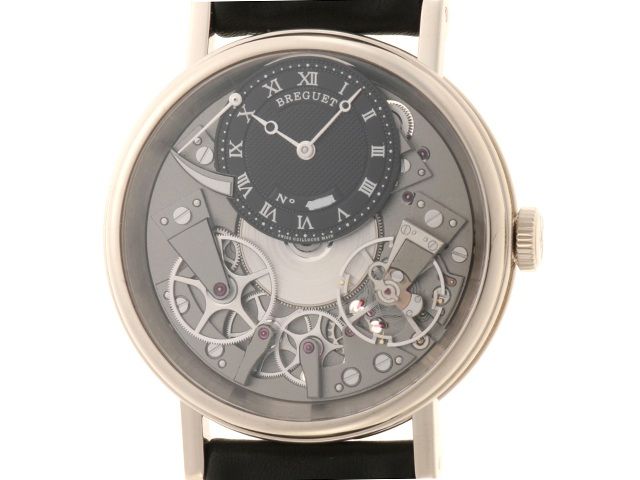 Breguet ブレゲ トラディション 7057 パワーリザーブ 7057BB/G9/9W6 腕時計 K18ホワイトゴールド/革 スケルトン/ブラック文字盤 手巻き メンズ【中古】472