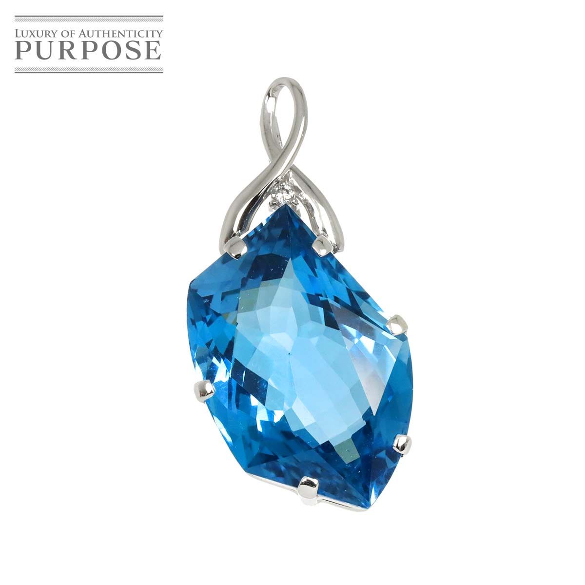 ブルートパーズ 36.37ct ダイヤ 0.04ct ペンダント トップ K18 WG