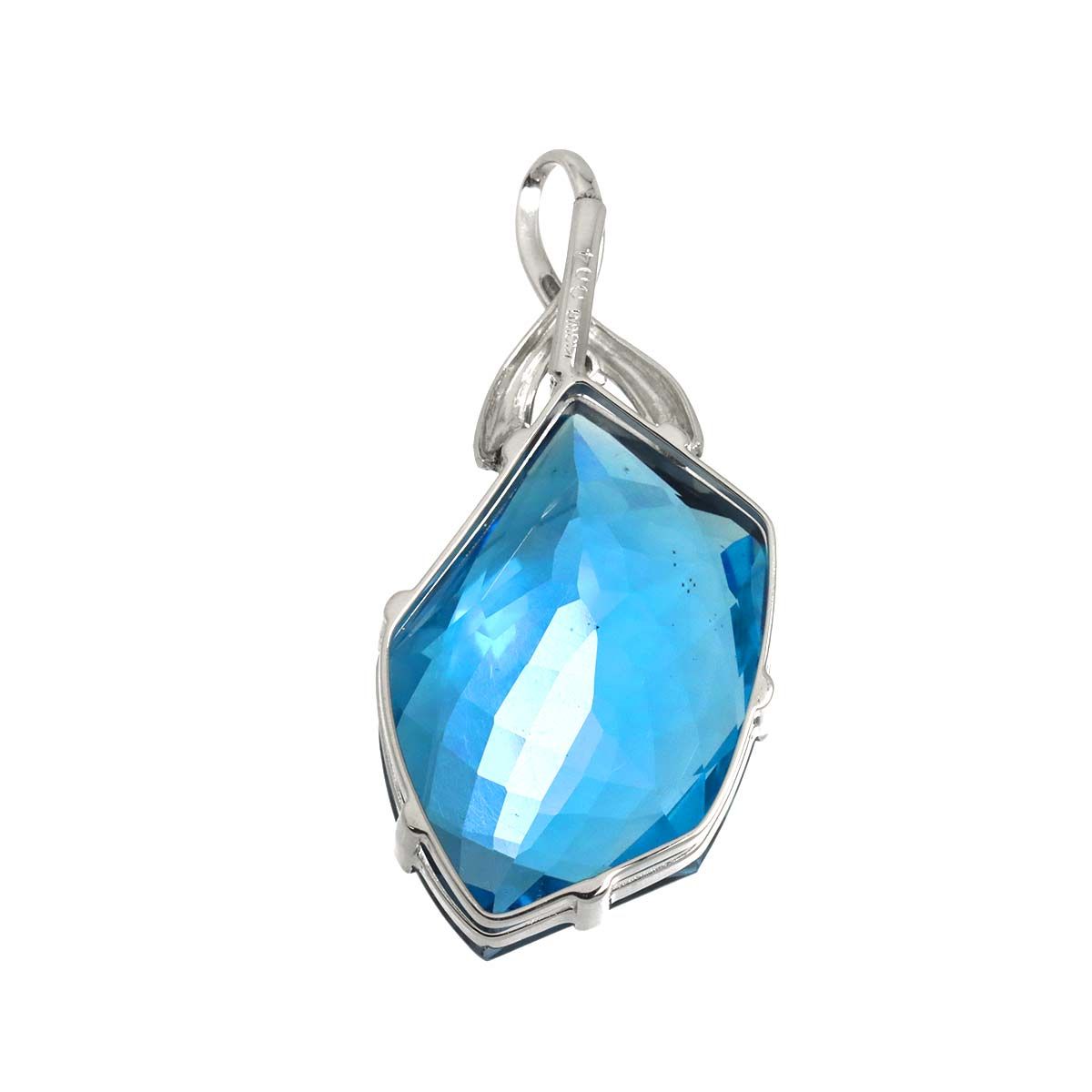 ブルートパーズ 36.37ct ダイヤ 0.04ct ペンダント トップ K18 WG