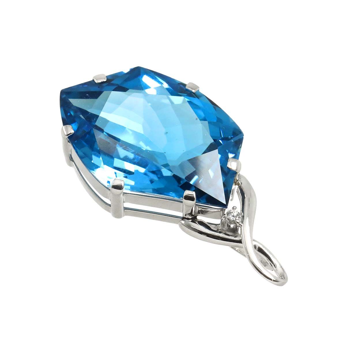 ブルートパーズ 36.37ct ダイヤ 0.04ct ペンダント トップ K18 WG
