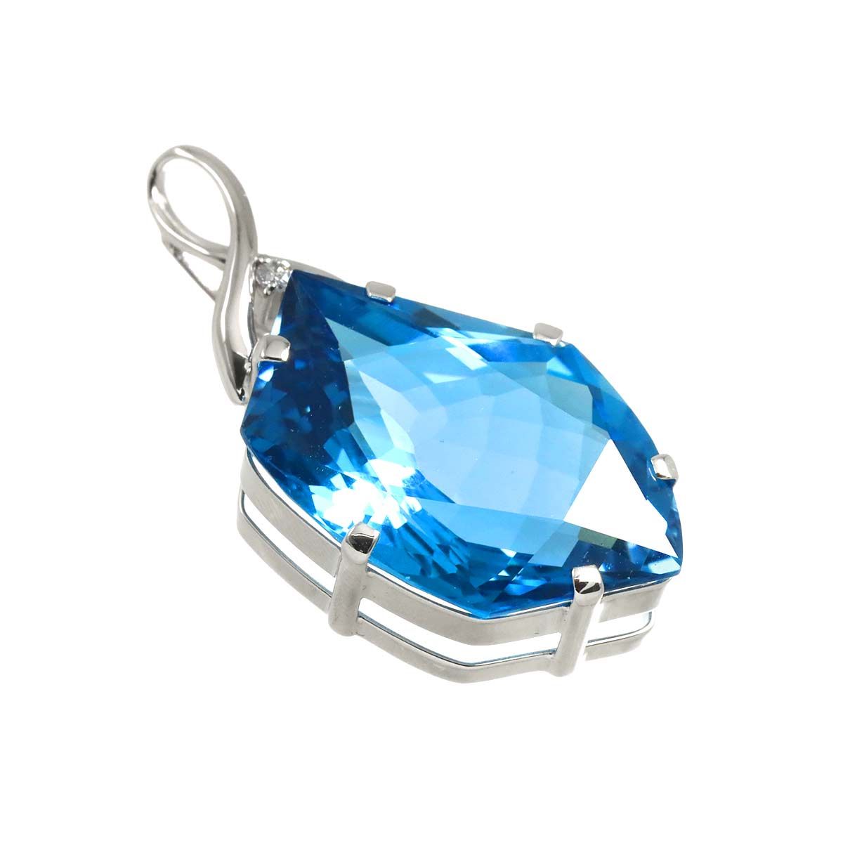 ブルートパーズ 36.37ct ダイヤ 0.04ct ペンダント トップ K18 WG
