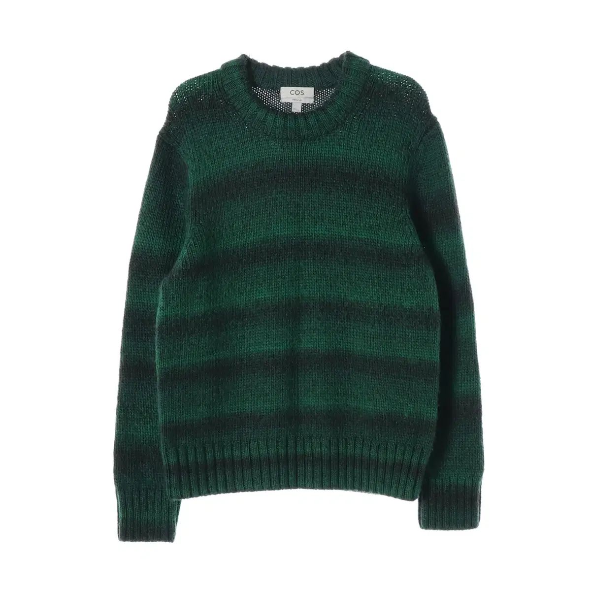 コス 22FW ストライプ パータン ウール レギュラーフィット ニット セーター グリーン