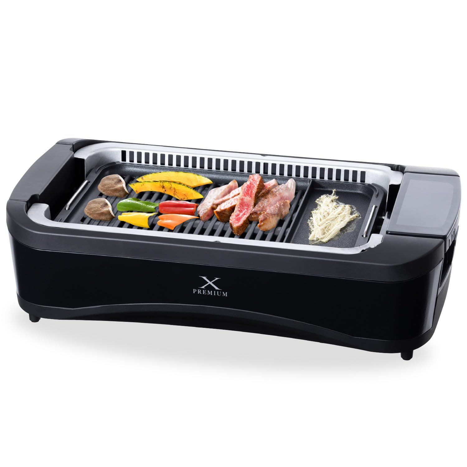 [山善] 煙の少ない 焼肉プレート XGRILL PREMIUM ワイドサイズ 吸煙機能付き 煙約94%カット 温度調節5段階 プレート着脱可能 YGMC-FX130(B)★m