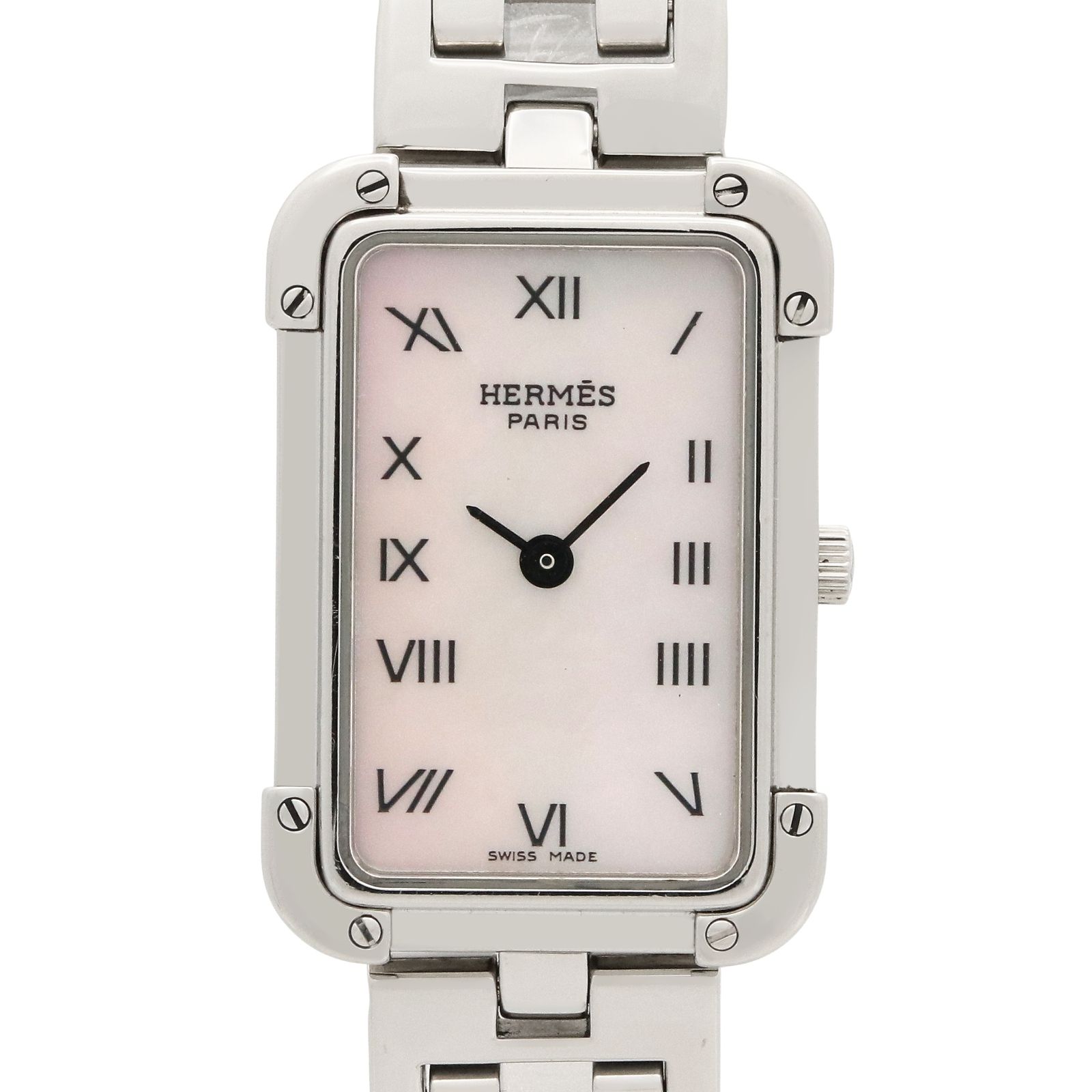 エルメス HERMES 腕時計 クロアジュール CR2.210 ホワイトシェル ステンレススチール クロアジュール レディース Used A