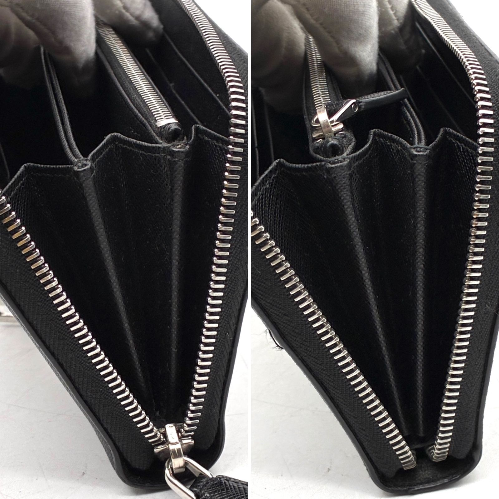 未使用に近い プラダ PRADA サフィアーノ ロボット ラウンドジップ 長