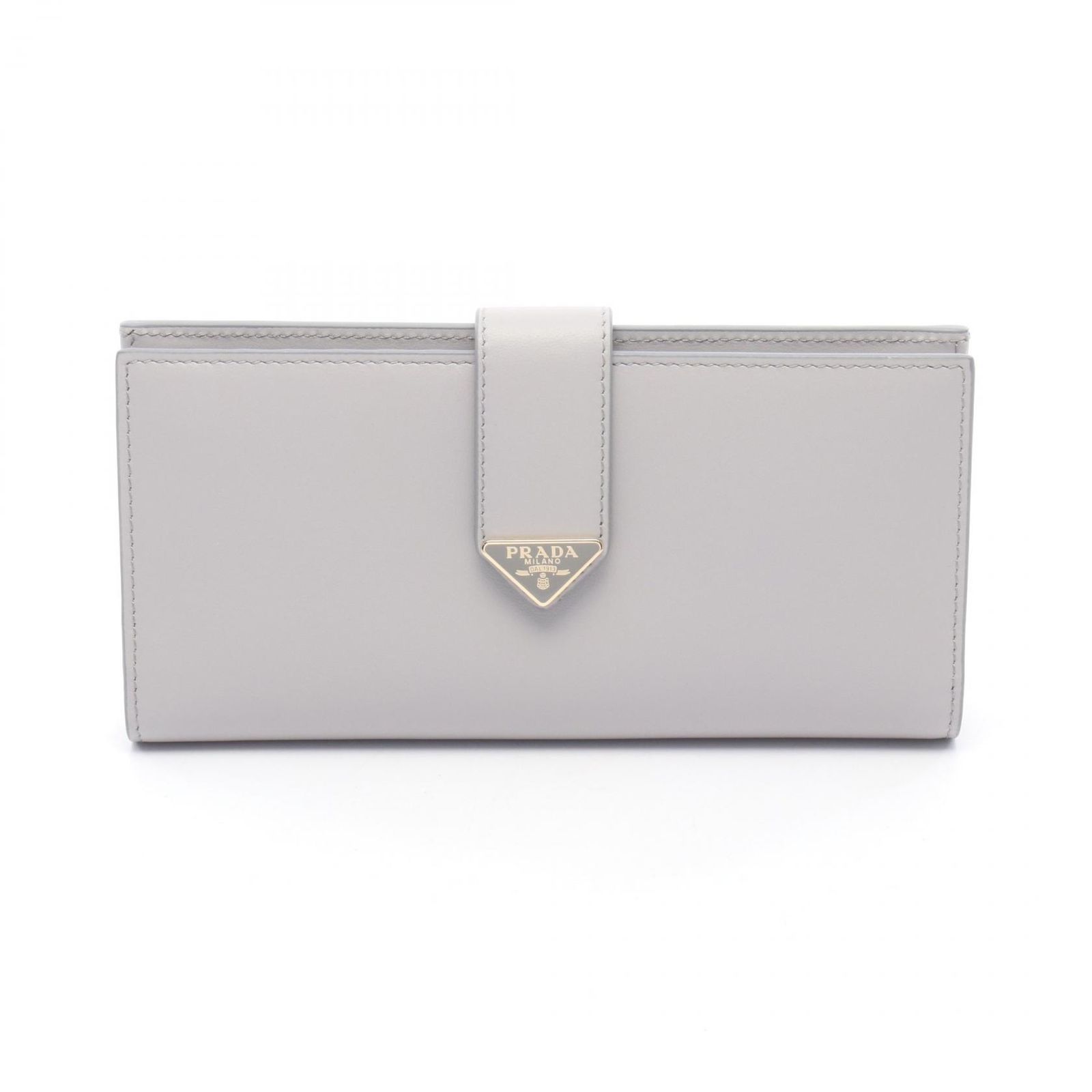 プラダ PRADA 二つ折り長財布 1MV025 ライトグレー レザー ZIP長財布 レディース Used A