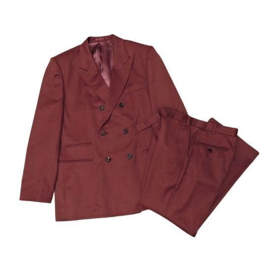 ▲LITTLEBIG ダブルブレストジャケット セットアップ サイズ48 ボルドー リトルビッグ 中古品(126)